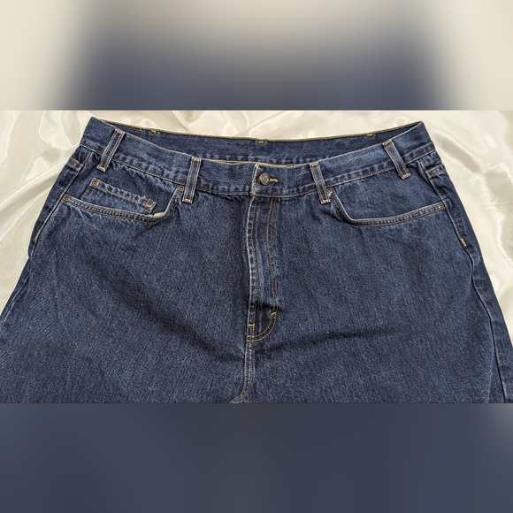 Kirkland Men's 42x30 XL Dark Blue Medium/Dark Wash Classic Straight Denim Jeans - Picture 3 of 10